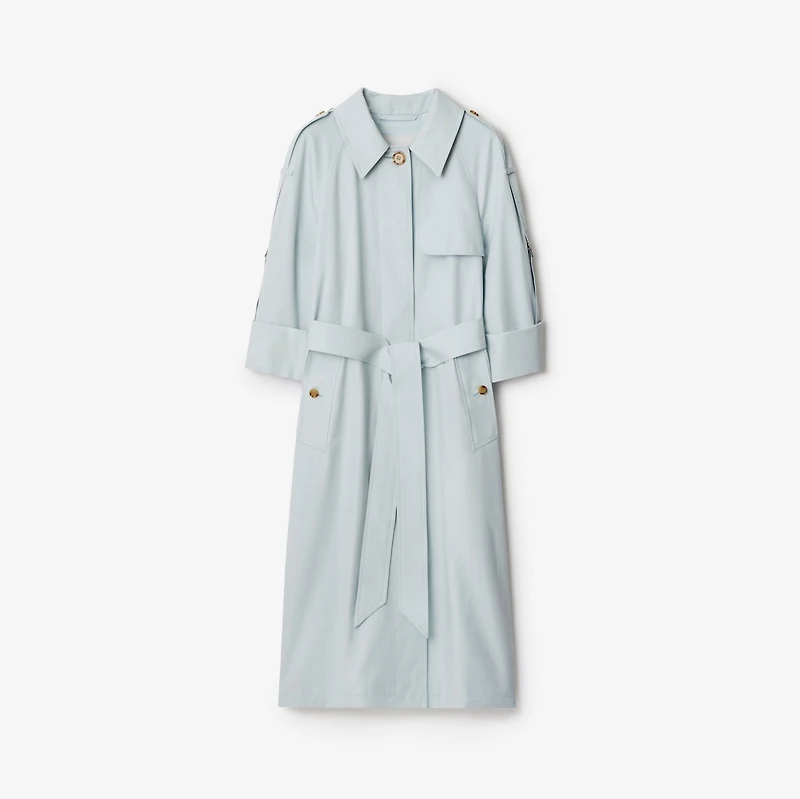 Long Lightweight Trench Coat in Pale blue - Women | Burberry® Official