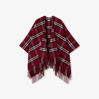 Check Wool Cashmere Cape in Oxblood | Burberry® Official