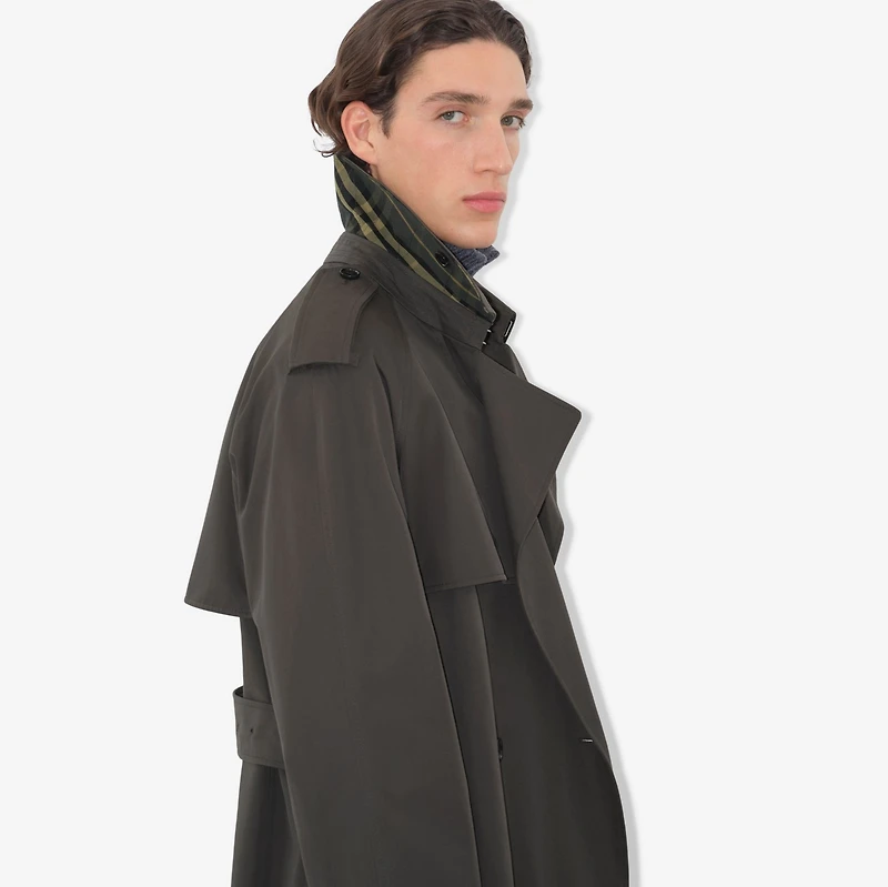 Long Gabardine Trench Coat in Graphite - Men, Cotton | Burberry® Official