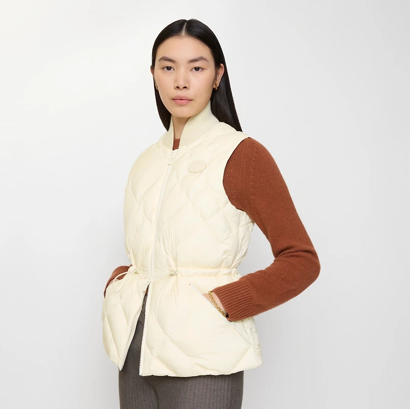 Check-stitch Nylon Gilet in Ceramic white - Women | Burberry® Official