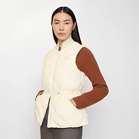 Check-stitch Nylon Gilet in Ceramic white - Women | Burberry® Official