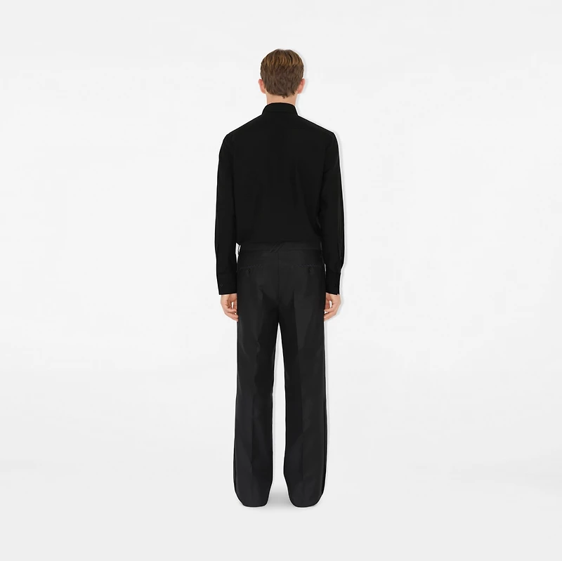 Slim Fit Cotton Silk Tuxedo Shirt in Black - Men | Burberry® Official