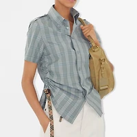 Slim Fit Check Cotton Shirt in Drizzle - Women | Burberry® Official