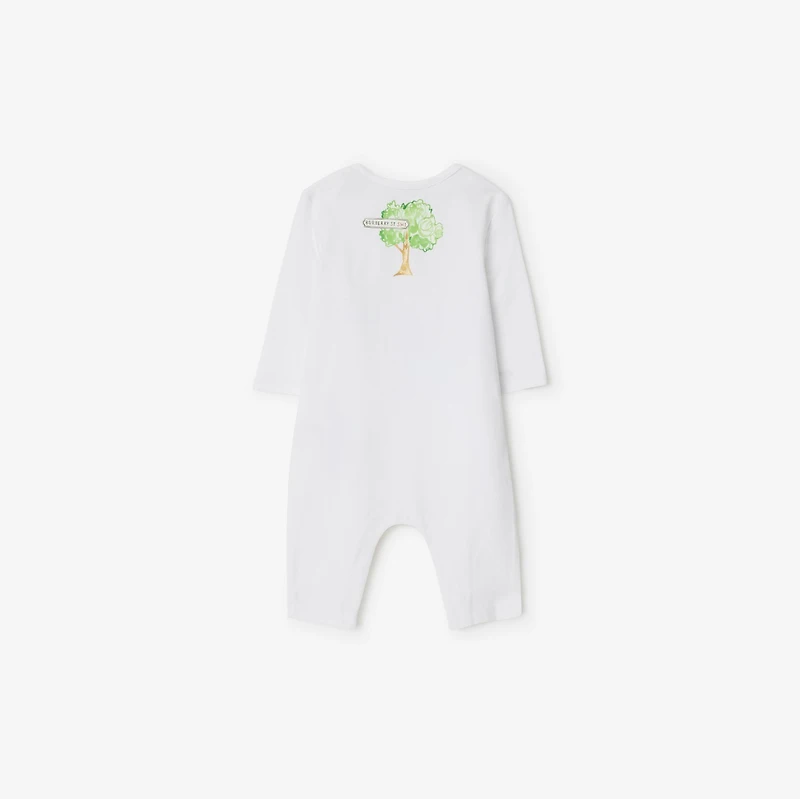London Stretch Cotton Jumpsuit in White - Children | Burberry® Official