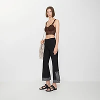 Cropped Embroidered Wool Silk Flared Trousers in Black - Women | Burberry® Official