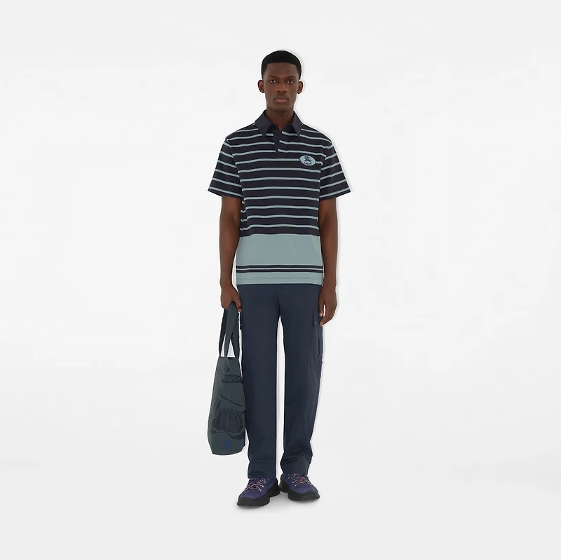 Striped Cotton Polo Shirt in Index blue - Men | Burberry® Official