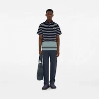 Striped Cotton Polo Shirt in Index blue - Men | Burberry® Official