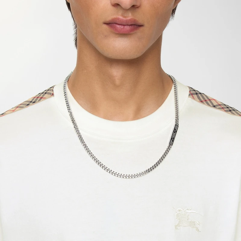 Engraved Check Chain Necklace in Silver - Men | Burberry® Official