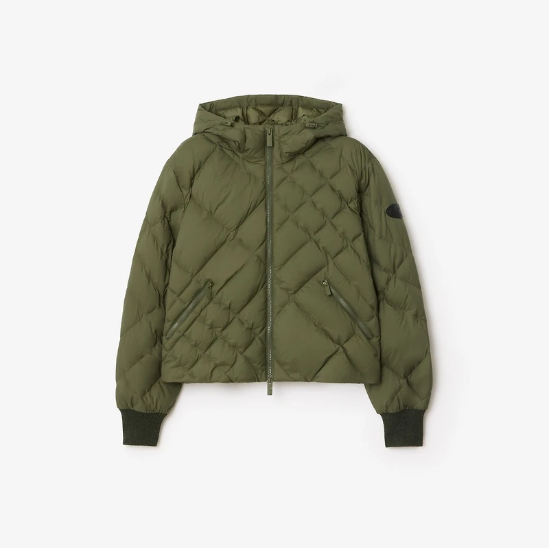 Check-stitch Nylon Delley Puffer Jacket in Pasture green - Women | Burberry® Official