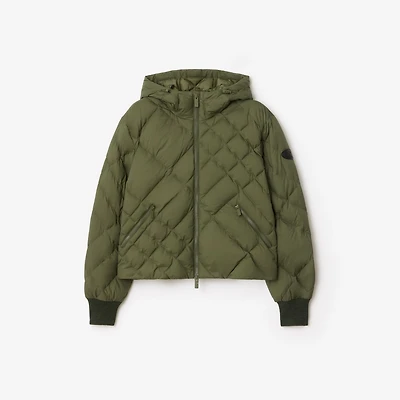 Check-stitch Nylon Delley Puffer Jacket in Pasture green - Women | Burberry® Official