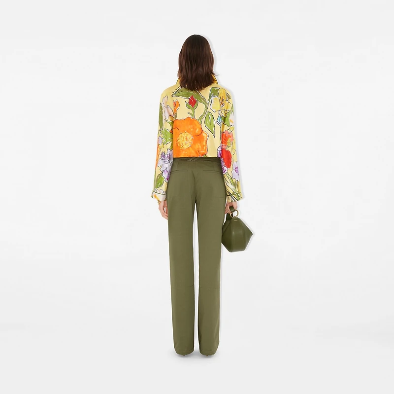 Highgrove Cascading Flowers Silk Pyjama Shirt in Buttermilk - Women | Burberry® Official