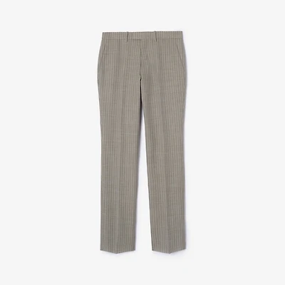 Pinstriped Wool Sloane Tailored Trousers in Soil brown/cotton white - Men | Burberry® Official