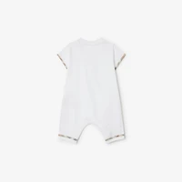 Check Trim Cotton Playsuit in White - Children | Burberry® Official