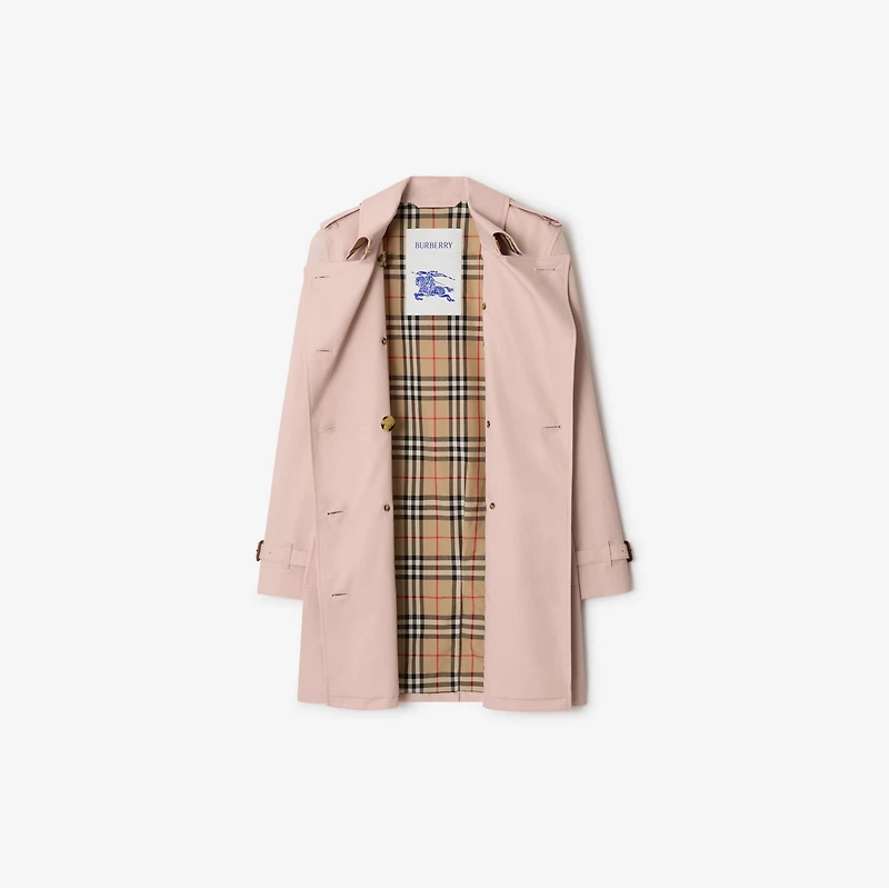 Short Tropical Gabardine Kensington Trench Coat in Pale sugar pink - Women | Burberry® Official