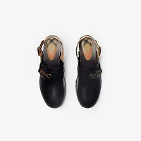 Leather Trunk Strap Clogs in Black/sand - Men | Burberry® Official