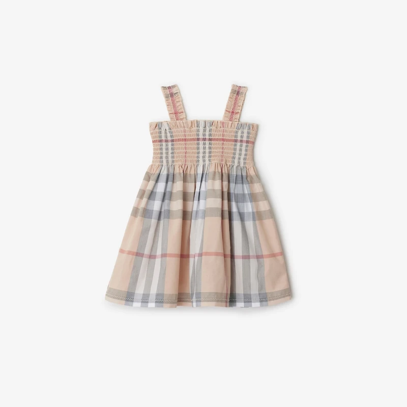 Check Cotton Dress with Bloomers in Pale stone - Children | Burberry® Official