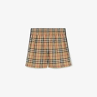 Check Stretch Cotton Shorts in Archive beige - Women | Burberry® Official