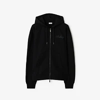 Check Cursive Logo Cotton Zip Hoodie in Black - Men | Burberry® Official