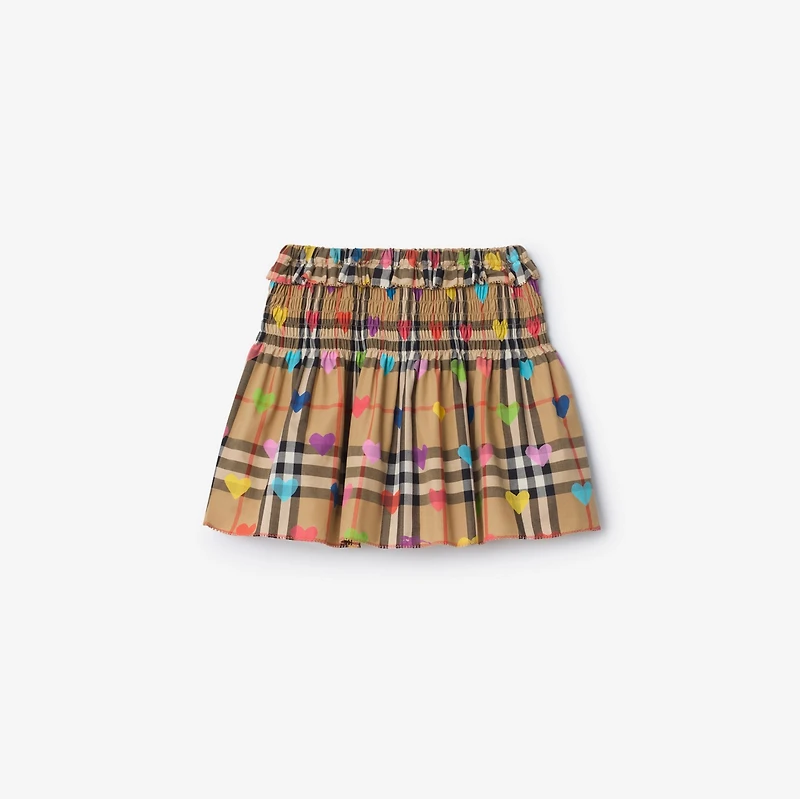 Heart Check Cotton Skirt in Sand | Burberry® Official