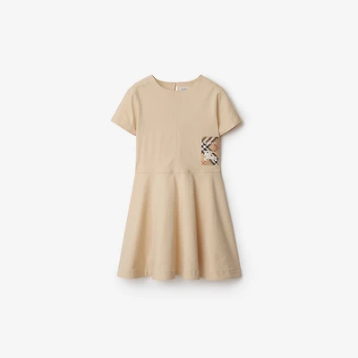Check Label Cotton Dress in Calico | Burberry® Official