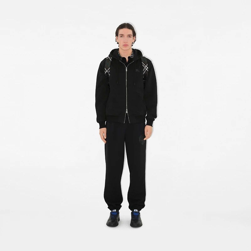 EKD Badge Cotton Zip Hoodie in Black - Men | Burberry® Official
