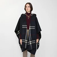 Cashmere Hooded Cape in Ink blue | Burberry® Official
