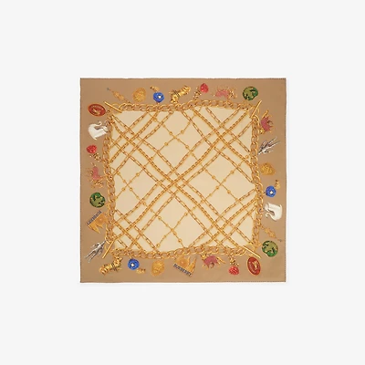 Check Charm Silk Scarf in Finch beige | Burberry® Official