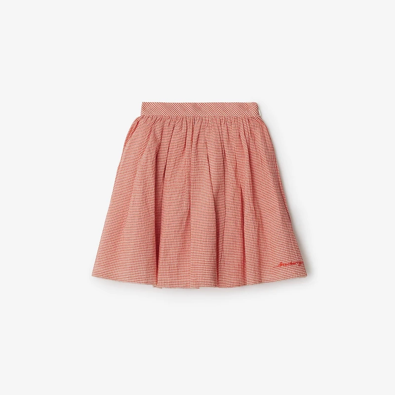 Gingham Cotton Skirt in Orange red | Burberry® Official