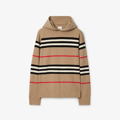 Icon Stripe Wool Cashmere Blend Hoodie in Archive beige - Men | Burberry® Official