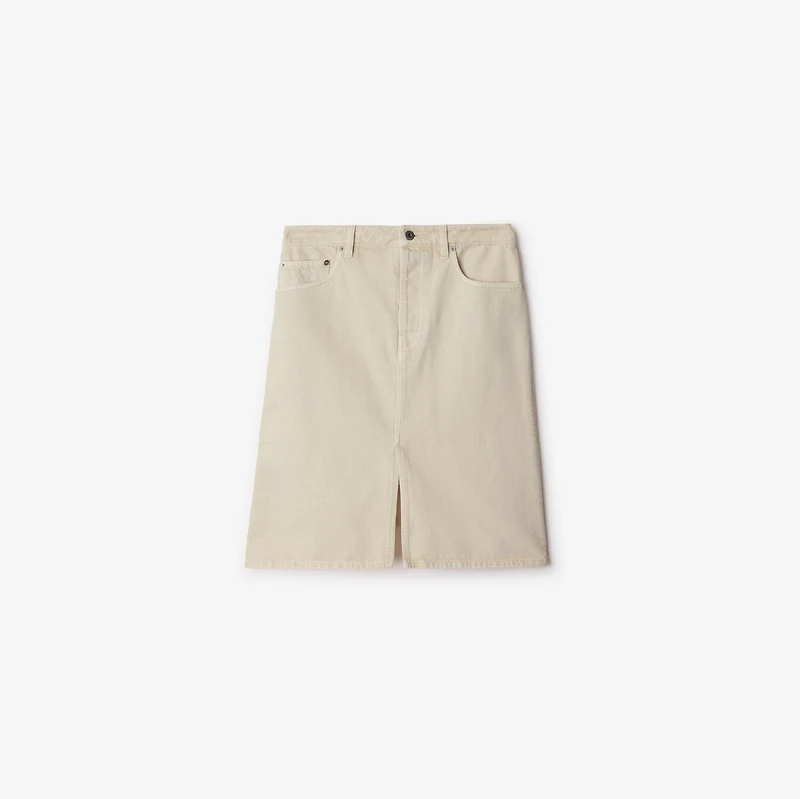Denim Skirt in Oat - Women, Cotton | Burberry® Official