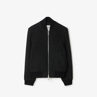 Wool Bomber Jacket in Dark charcoal melange - Men | Burberry® Official