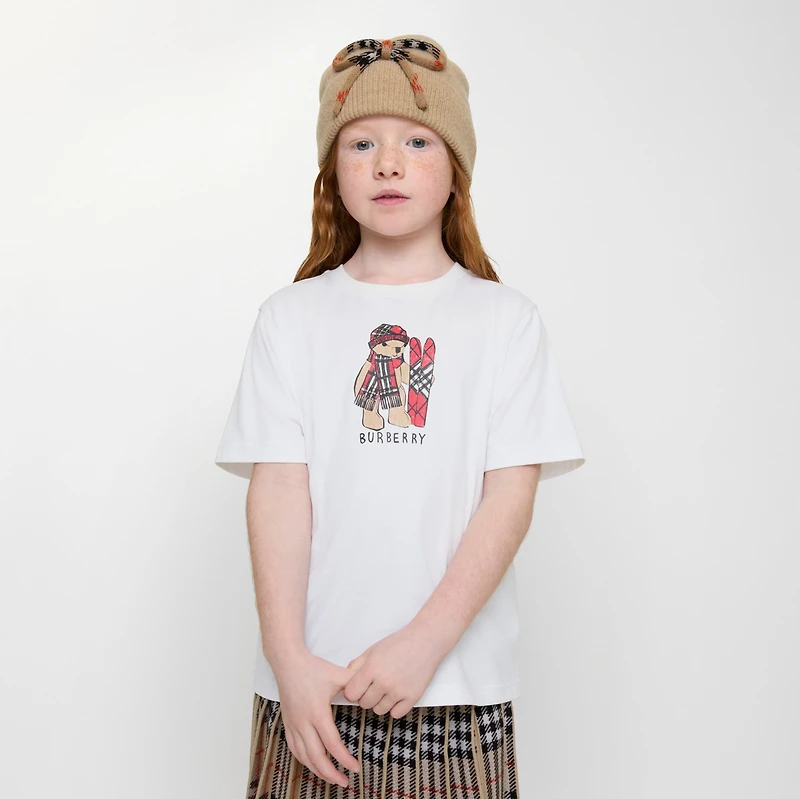 Ski Bear Cotton T-shirt in White | Burberry® Official