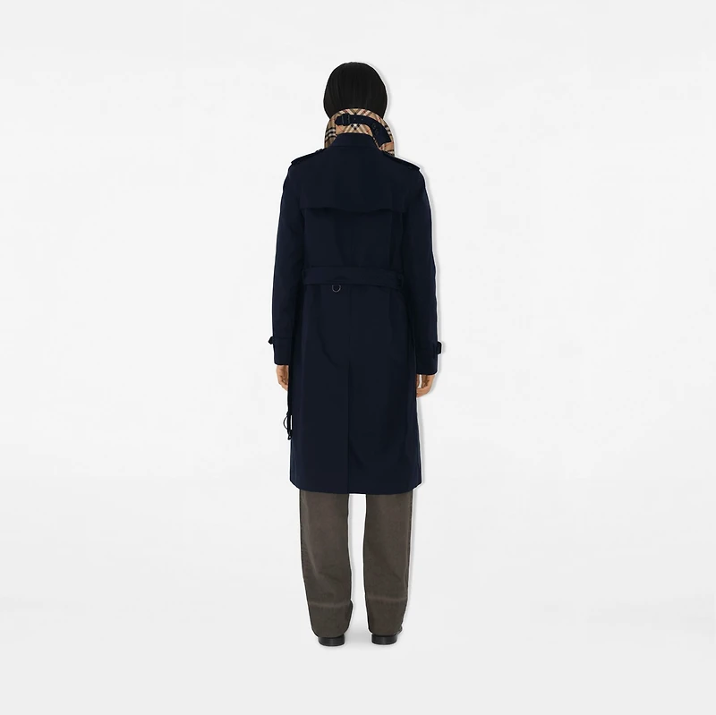 Long Kensington Heritage Trench Coat in Coal blue - Women, Cotton Gabardine | Burberry® Official