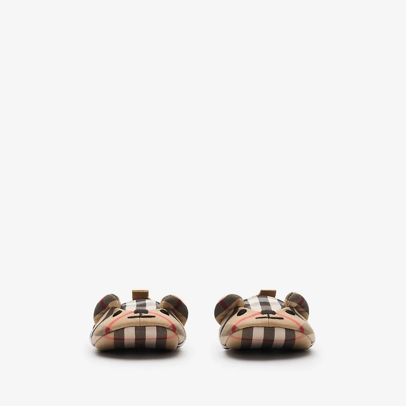 Thomas Bear Check Cotton Booties in Sand beige - Children | Burberry® Official