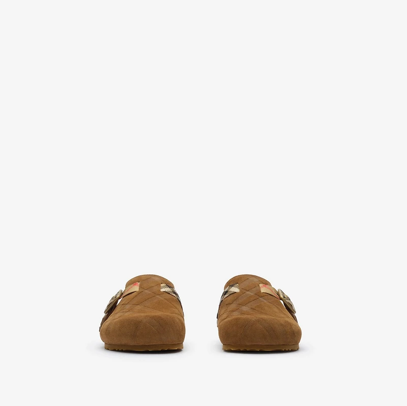 Check Shearling Urchin Clogs in Jute beige - Women | Burberry® Official