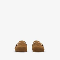 Check Shearling Urchin Clogs in Jute beige - Women | Burberry® Official