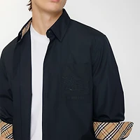 Regular Fit Cotton Poplin Shirt in Navy - Men | Burberry® Official