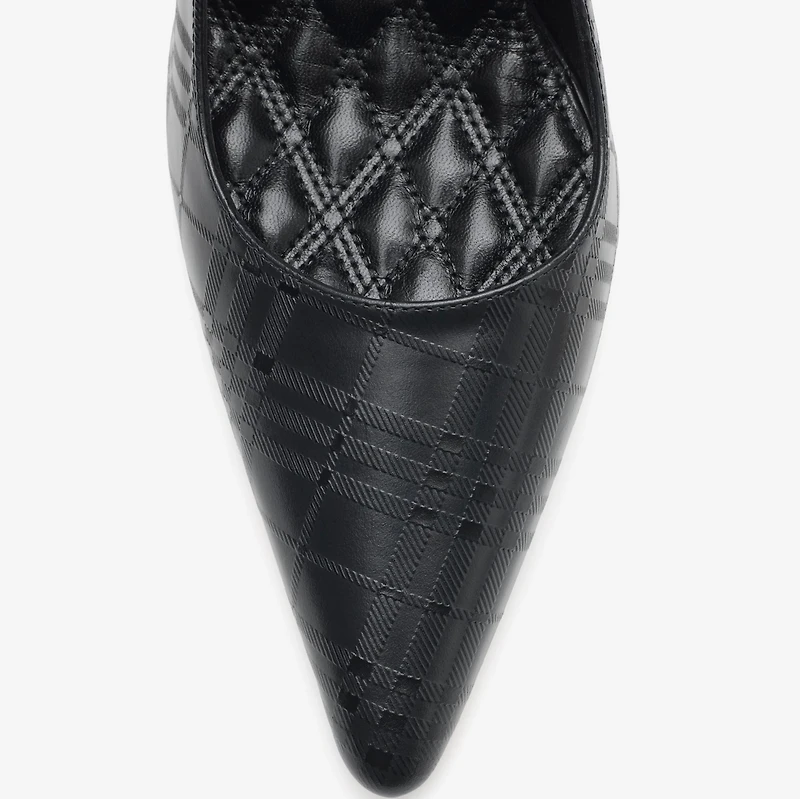 Check Leather Dame High Pumps in Black - Women | Burberry® Official