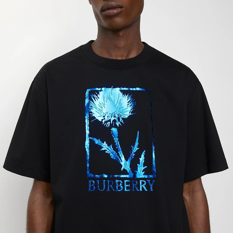 Thistle Cotton T-shirt in Black - Men | Burberry® Official