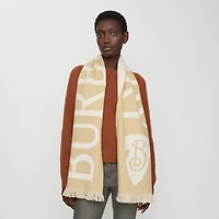 Logo Wool Scarf in Sand | Burberry® Official