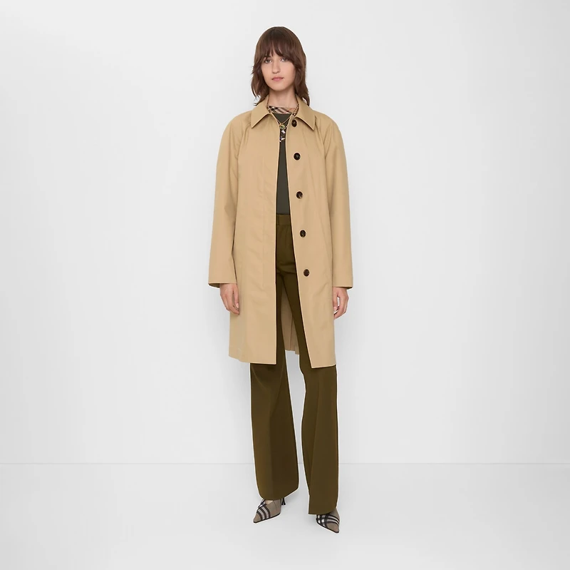 Mid-length Bonded Cotton Car Coat in Flax beige - Women | Burberry® Official