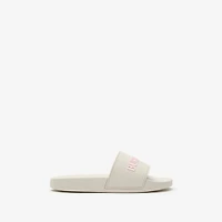 Logo Slides in Sandy beige/candyfloss pink - Women | Burberry® Official