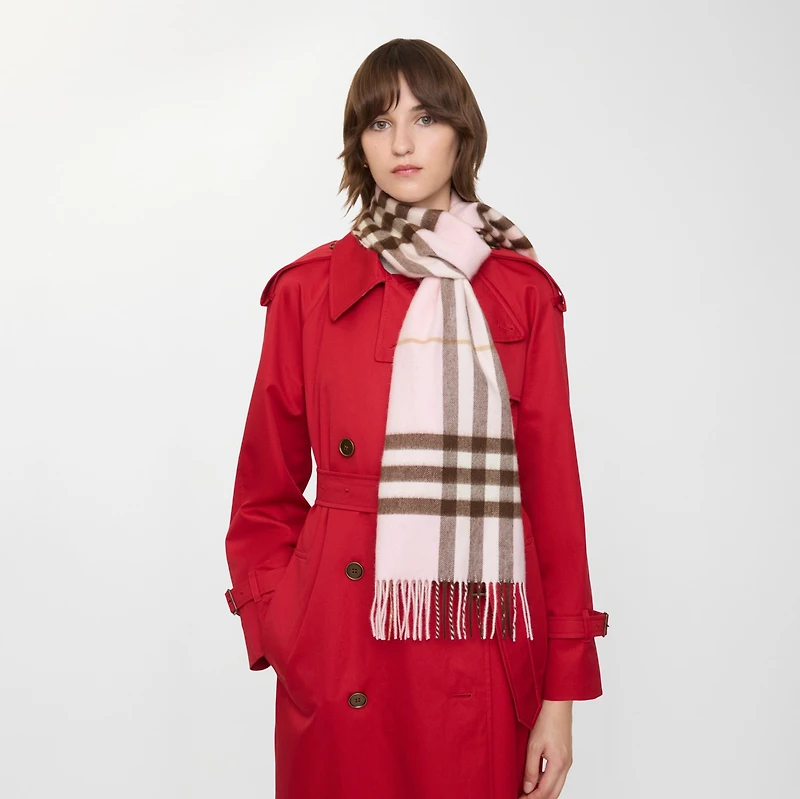 Check Cashmere Scarf in Bow pink | Burberry® Official
