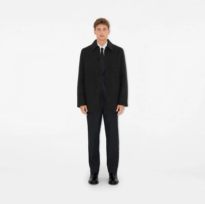 Short Wool Car Coat in Charcoal grey - Men | Burberry® Official