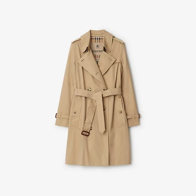 Mid-length Kensington Heritage Trench Coat in Honey beige - Women, Cotton Gabardine | Burberry® Official