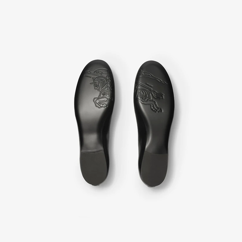 Check Trim Leather Robin Ballerinas in Black - Women | Burberry® Official