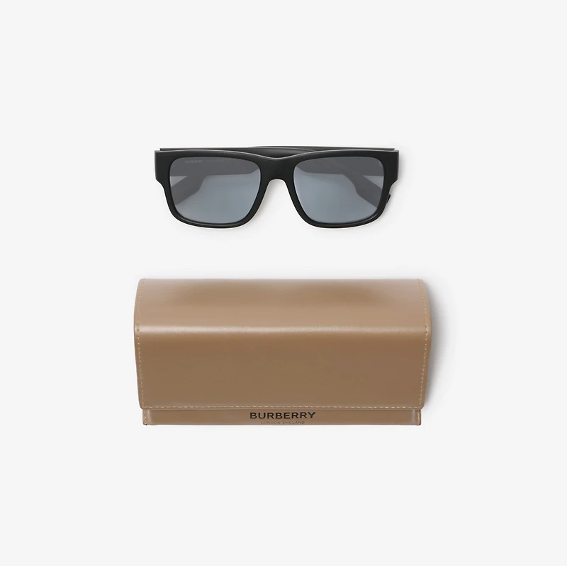 Logo Detail Square Frame Sunglasses in Black - Men | Burberry® Official