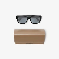 Logo Detail Square Frame Sunglasses in Black - Men | Burberry® Official