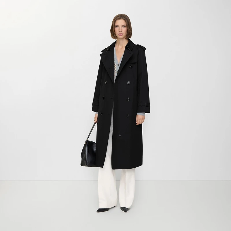 Long Waterloo Heritage Trench Coat in Black - Women, Cotton Gabardine | Burberry® Official