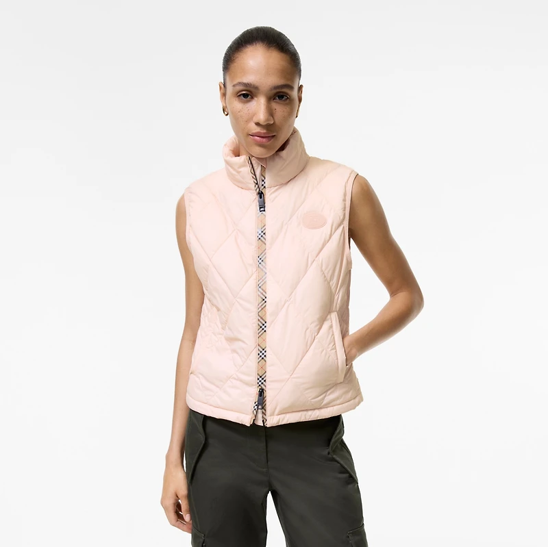 Checker-tape Quilted Nylon Cheswick Gilet in Compact pink - Women | Burberry® Official